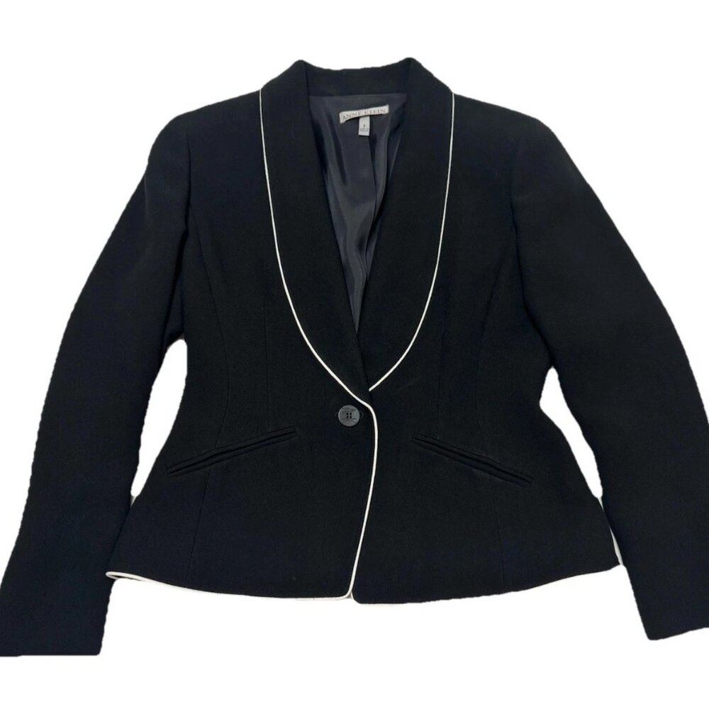 ANNE KLEIN One-Button Trimmed Blazer size 6 Petite